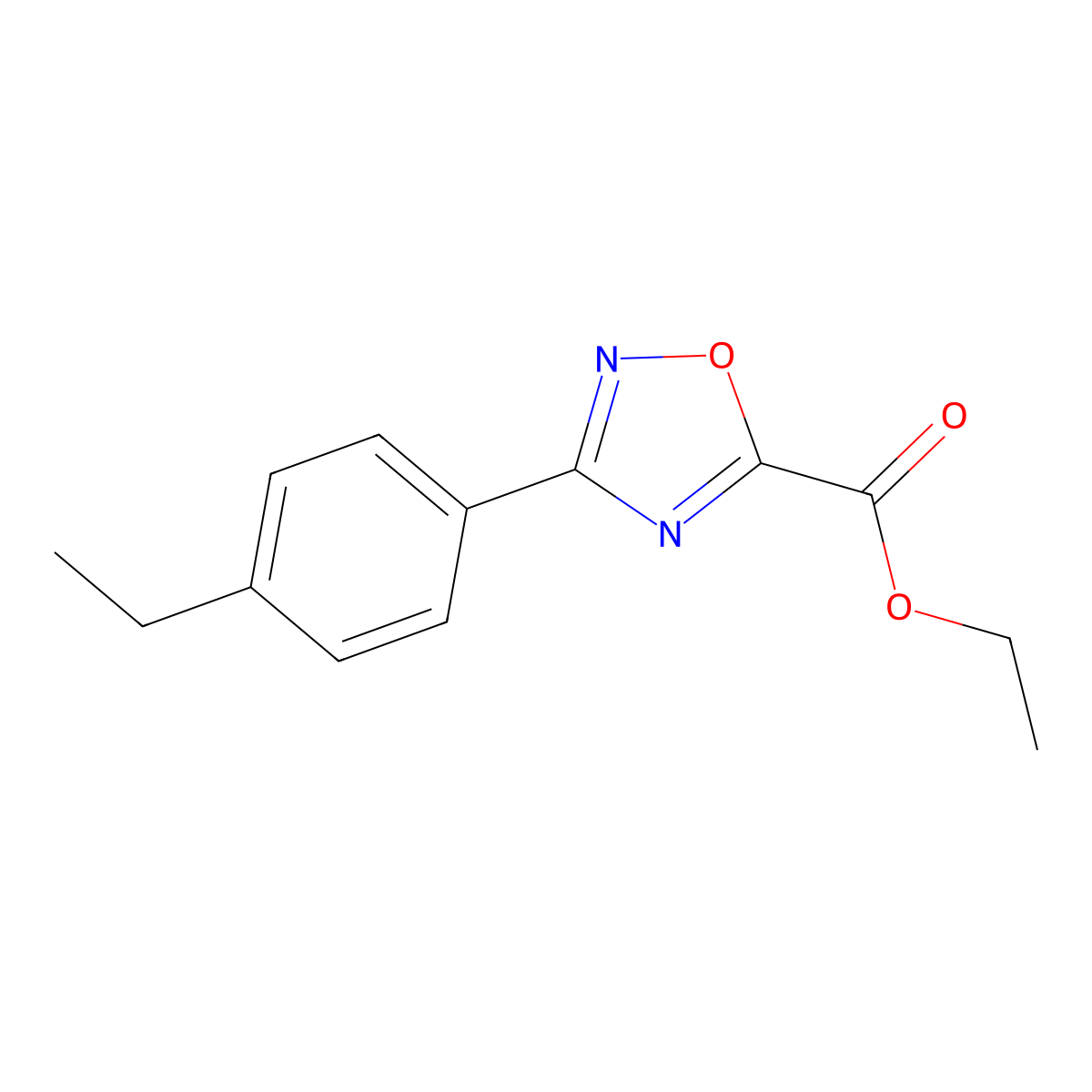Ethyl 3-(4-ethylphenyl)-1,2,4-oxadiazole-5-carboxylate molecular structure, CAS 1281828-59-8