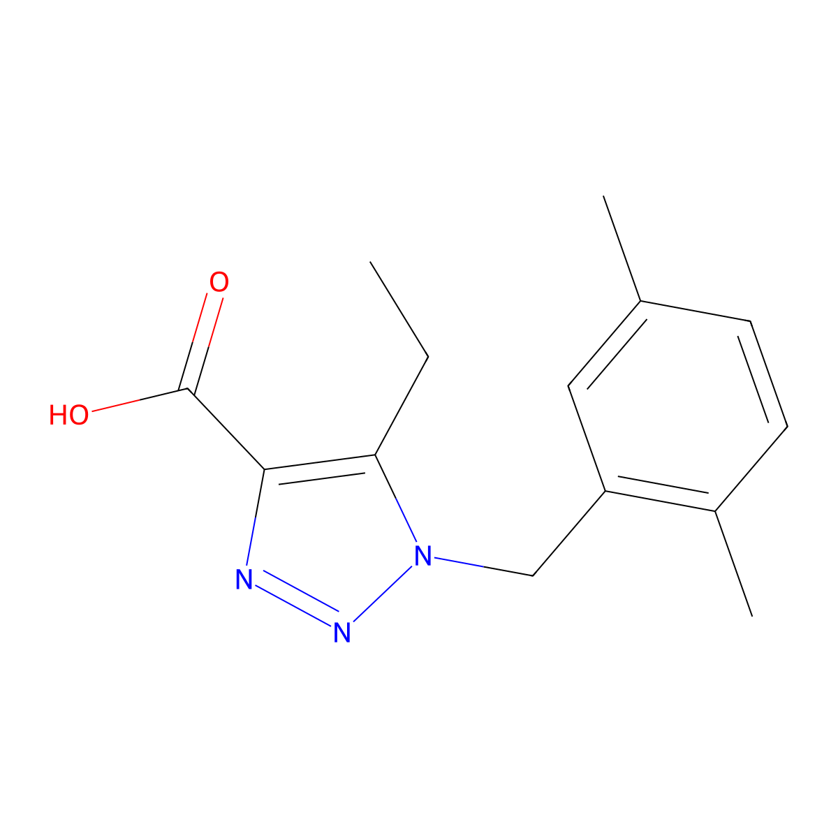 1-(2,5-dimethylbenzyl)-5-ethyl-1H-1,2,3-triazole-4-carboxylic acid molecular structure, CAS 1281832-74-3