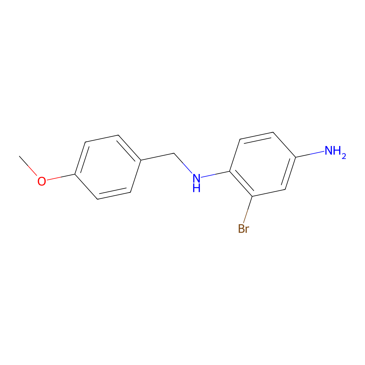 2-bromo-1-N-[(4-methoxyphenyl)methyl]benzene-1,4-diamine molecular structure, CAS 1281833-75-7