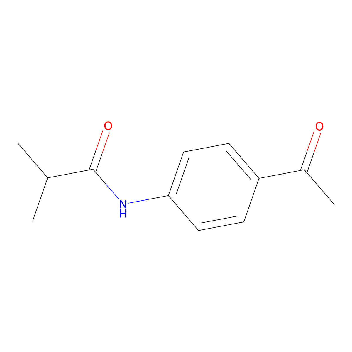 N-(4-acetylphenyl)-2-methylpropanamide molecular structure, CAS 128184-26-9