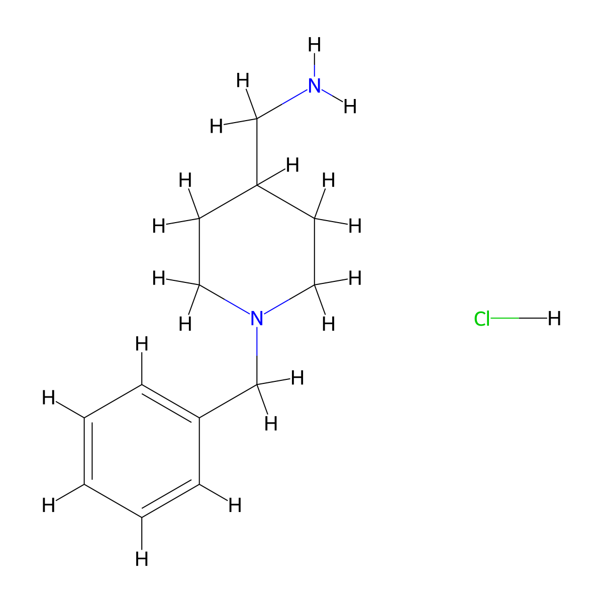 (1-Benzylpiperidin-4-yl)methanamine hydrochloride molecular structure, CAS 128185-94-4