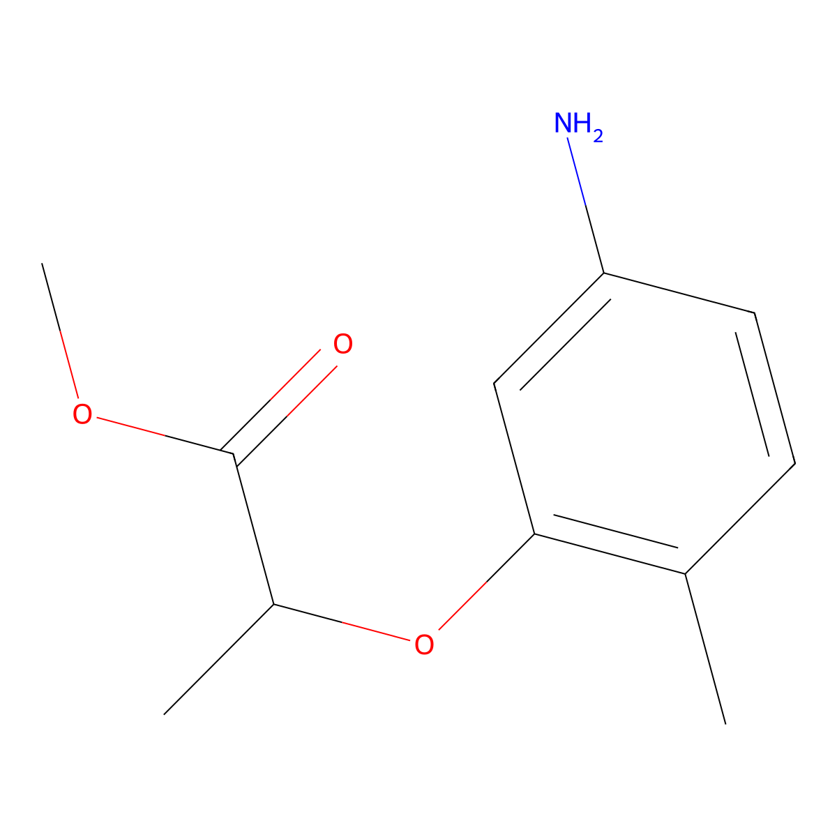 Methyl 2-(5-amino-2-methylphenoxy)propanoate molecular structure, CAS 128186-37-8