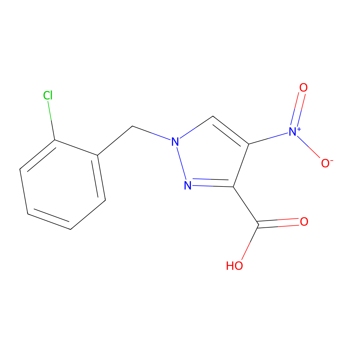 1-[(2-chlorophenyl)methyl]-4-nitro-1H-pyrazole-3-carboxylic acid molecular structure, CAS 1281872-42-1