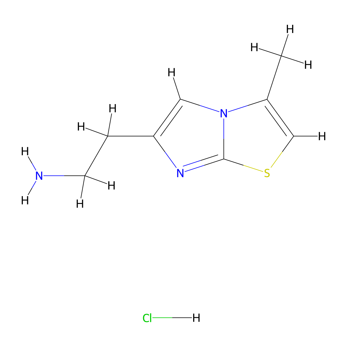 2-{3-Methylimidazo[2,1-b][1,3]thiazol-6-yl}ethan-1-amine hydrochloride molecular structure, CAS 1281872-48-7