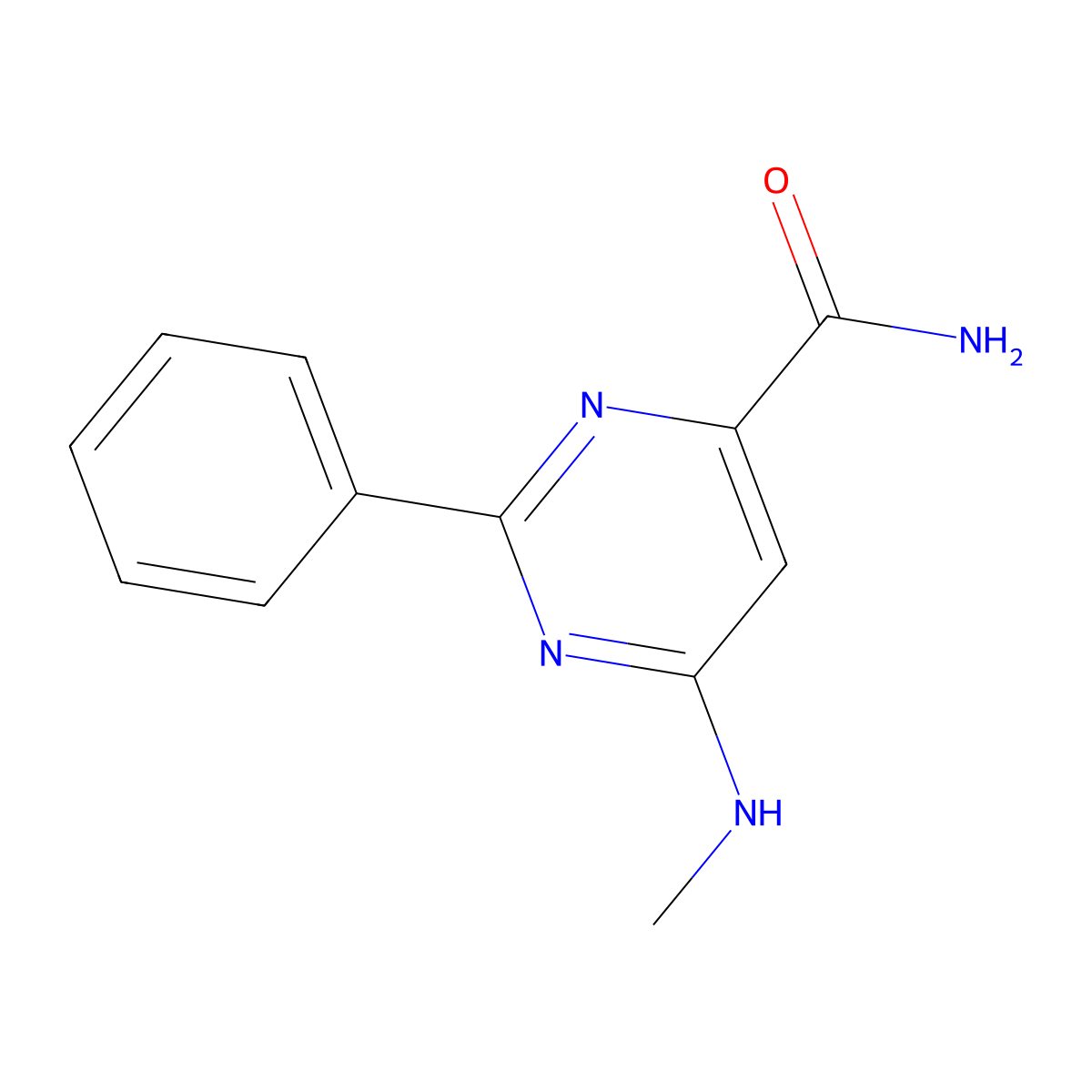 6-(Methylamino)-2-phenylpyrimidine-4-carboxamide molecular structure, CAS 1281872-50-1