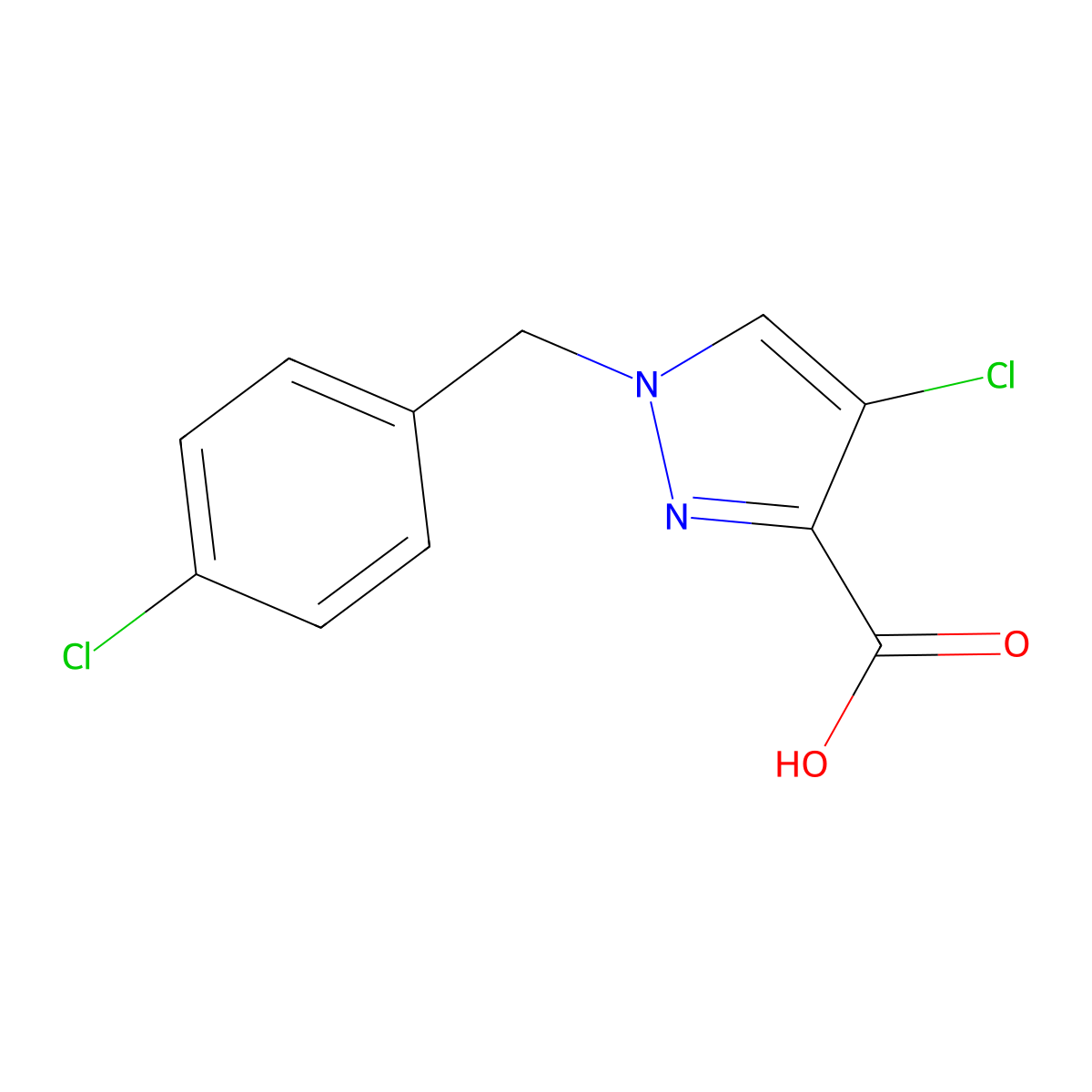 4-chloro-1-[(4-chlorophenyl)methyl]-1H-pyrazole-3-carboxylic acid molecular structure, CAS 1281872-53-4