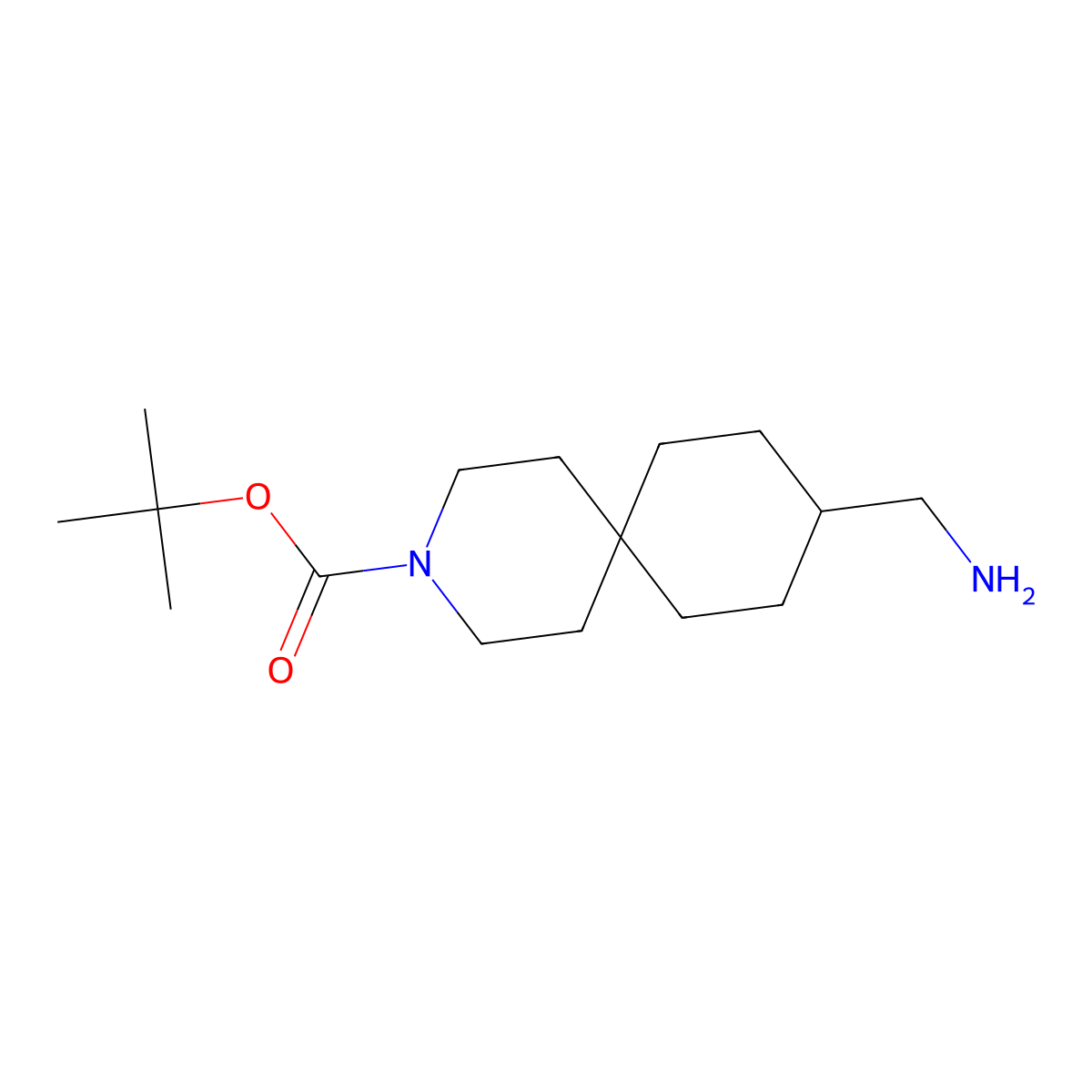 Tert-butyl 9-(aminomethyl)-3-azaspiro(5.5)undecane-3-carboxylate molecular structure, CAS 1281872-56-7