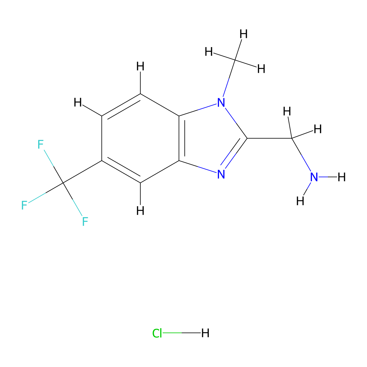 [1-methyl-5-(trifluoromethyl)-1H-1,3-benzodiazol-2-yl]methanamine hydrochloride molecular structure, CAS 1281872-57-8