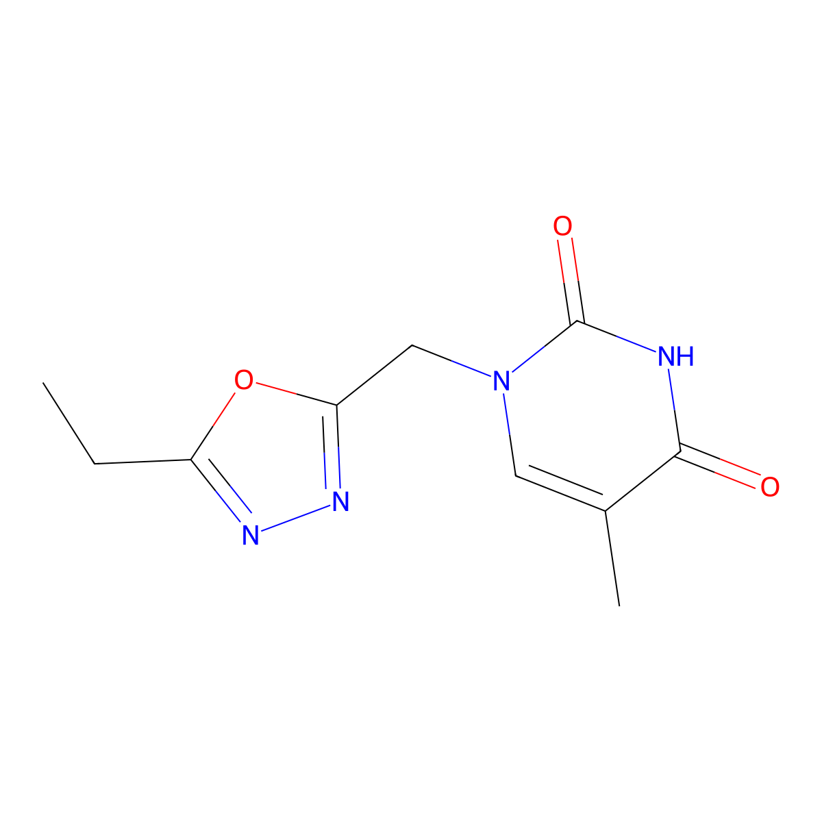 1-[(5-Ethyl-1,3,4-oxadiazol-2-yl)methyl]-5-methyl-1,2,3,4-tetrahydropyrimidine-2,4-dione molecular structure, CAS 1281872-63-6
