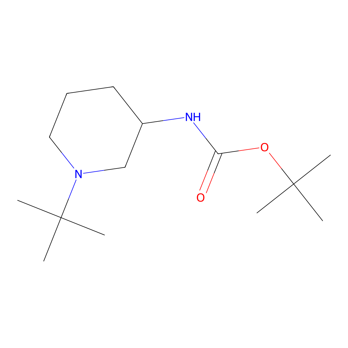 1-(tert-Butyl)-N-Boc-piperidin-3-amine molecular structure, CAS 1281883-58-6