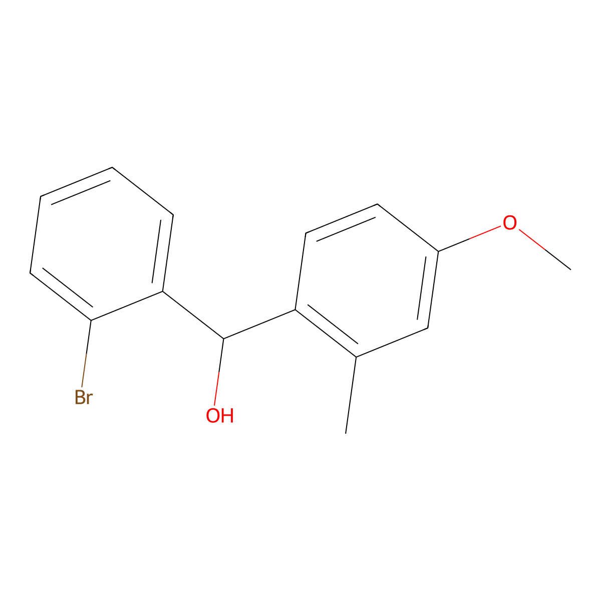 (2-Bromophenyl)(4-methoxy-2-methylphenyl)methanol molecular structure, CAS 1281892-06-5