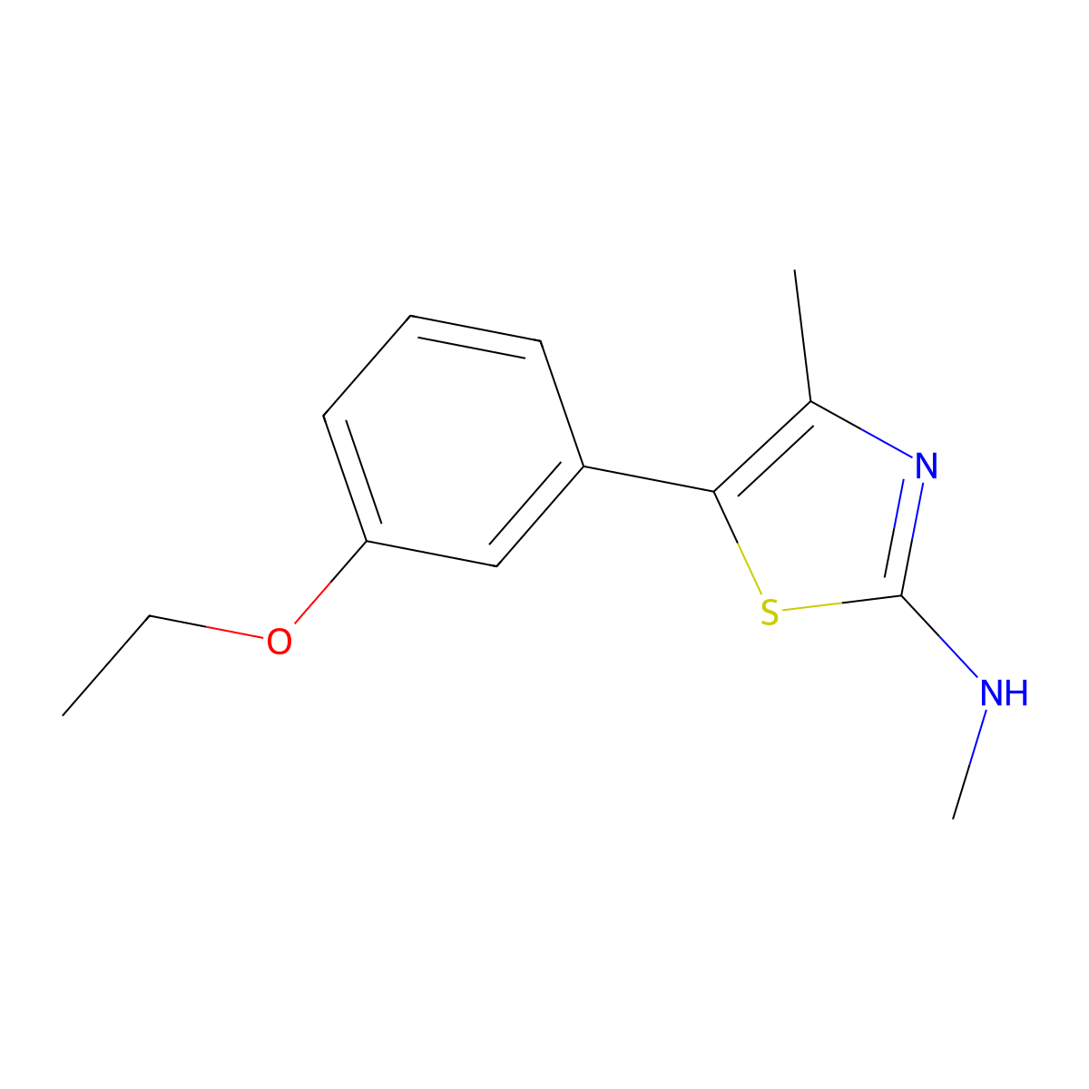 5-(3-ethoxyphenyl)-N,4-dimethylthiazol-2-amine molecular structure, CAS 1281905-89-2