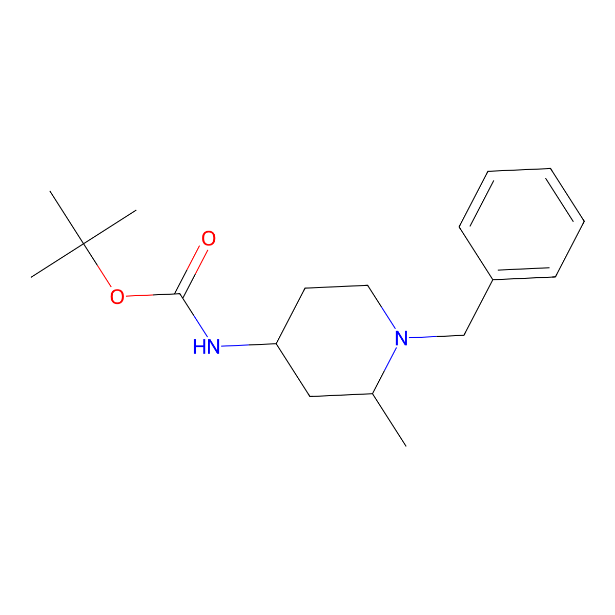 Tert-butyl 1-benzyl-2-methylpiperidin-4-ylcarbamate molecular structure, CAS 1281924-78-4