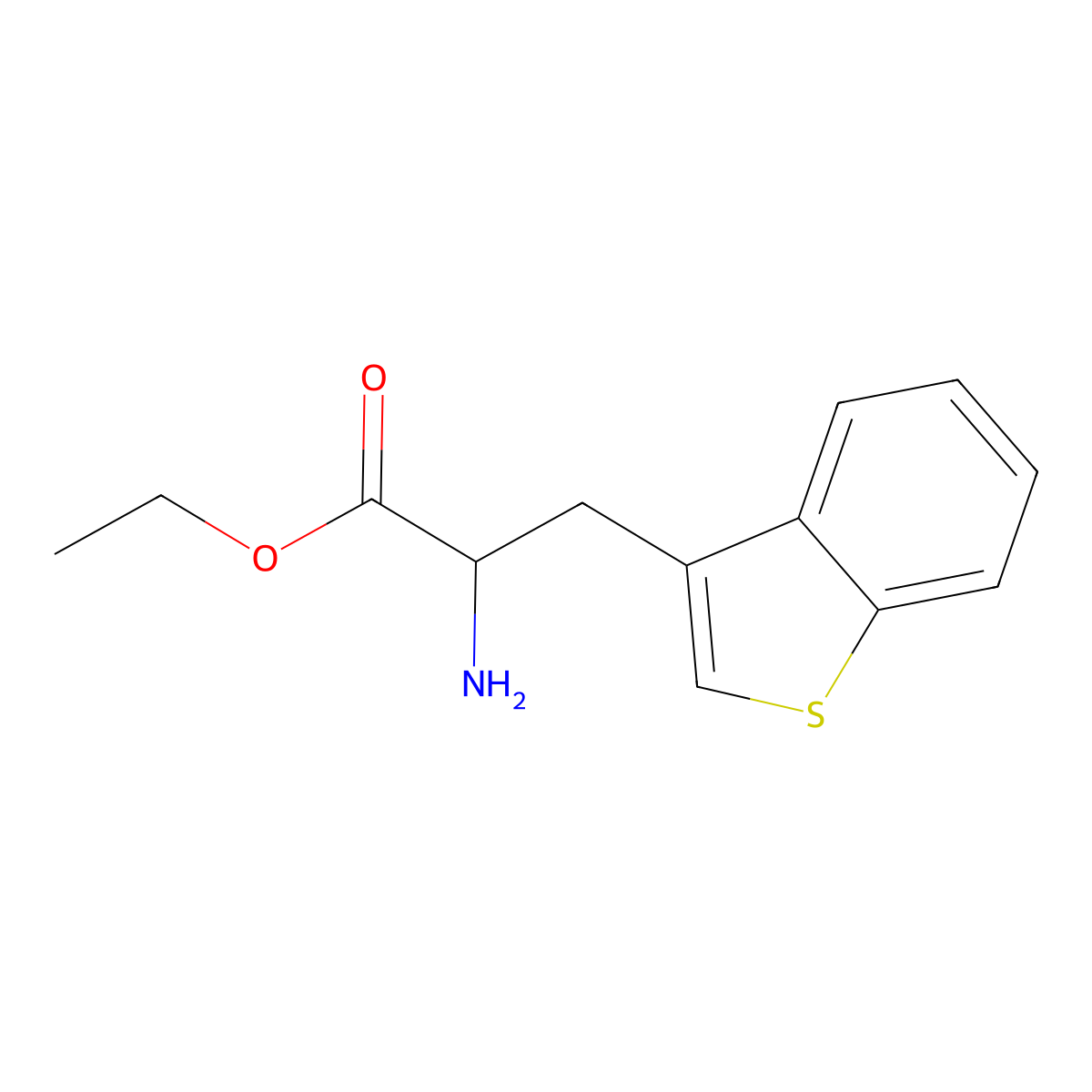 Ethyl 2-amino-3-(benzo[b]thiophen-3-yl)propanoate molecular structure, CAS 128193-92-0