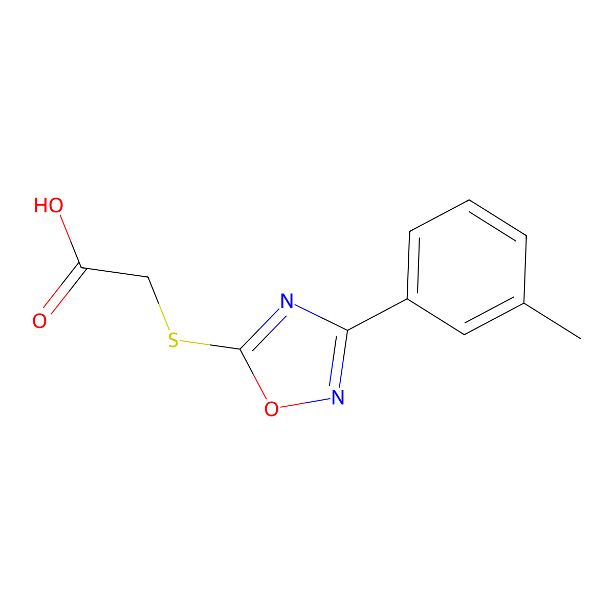 2-{[3-(3-Methylphenyl)-1,2,4-oxadiazol-5-yl]sulfanyl}acetic acid molecular structure, CAS 1281935-95-2