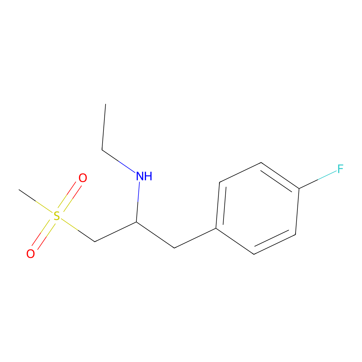 Ethyl[1-(4-fluorophenyl)-3-methanesulfonylpropan-2-yl]amine molecular structure, CAS 1281943-13-2