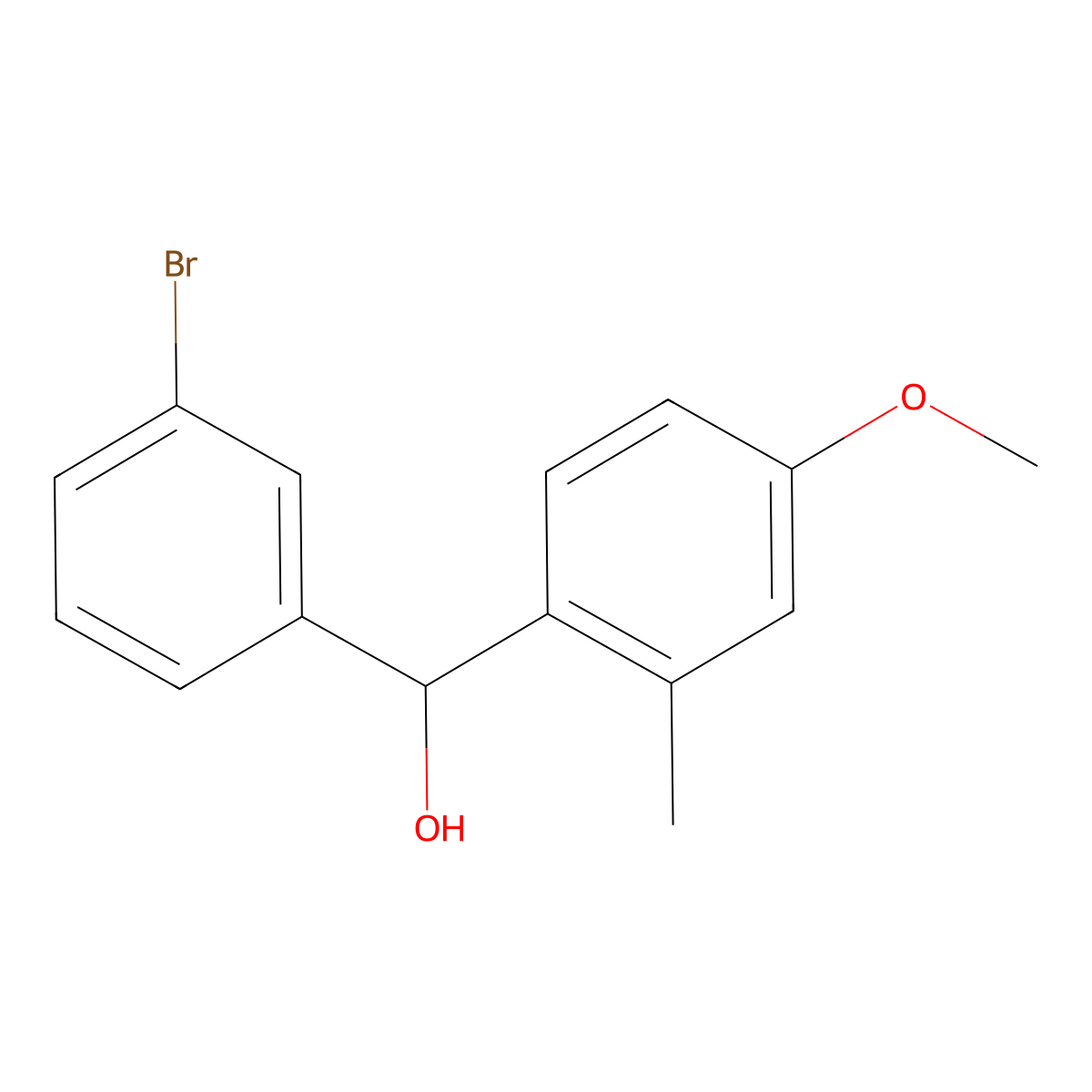 (3-Bromophenyl)(4-methoxy-2-methylphenyl)methanol molecular structure, CAS 1281950-26-2