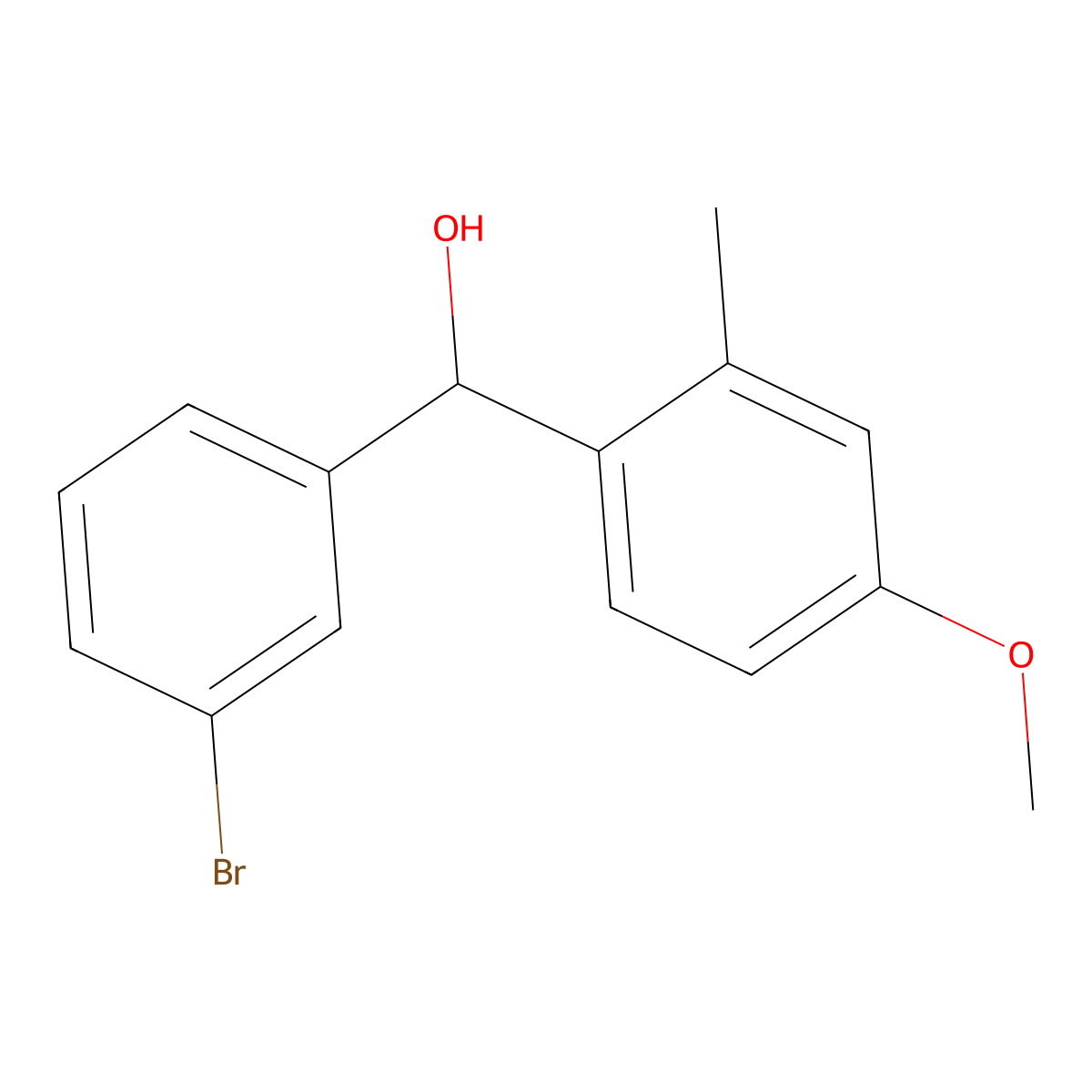 (3-Bromophenyl)(4-methoxy-2-methylphenyl)methanol molecular structure, CAS 1281950-26-2
