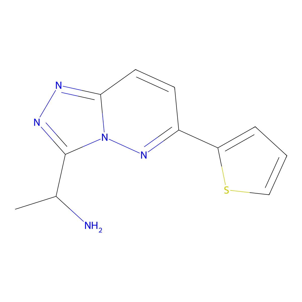 1-(6-(Thiophen-2-yl)-[1,2,4]triazolo[4,3-b]pyridazin-3-yl)ethan-1-amine molecular structure, CAS 1281956-61-3