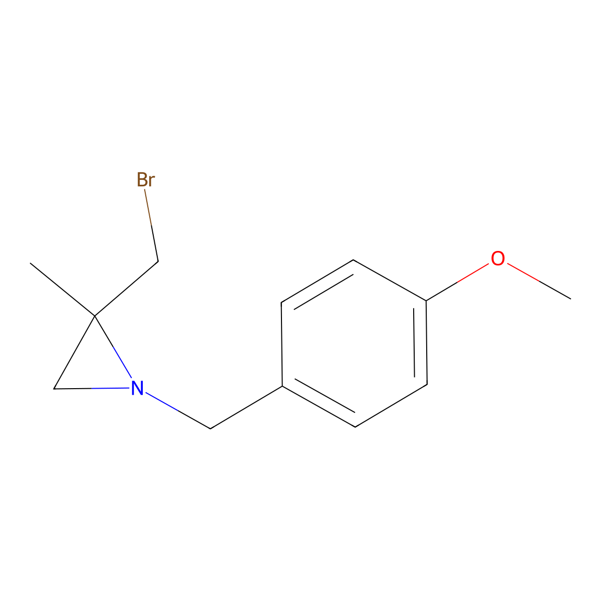 2-(Bromomethyl)-1-(4-methoxybenzyl)-2-methylaziridine molecular structure, CAS 1281964-02-0