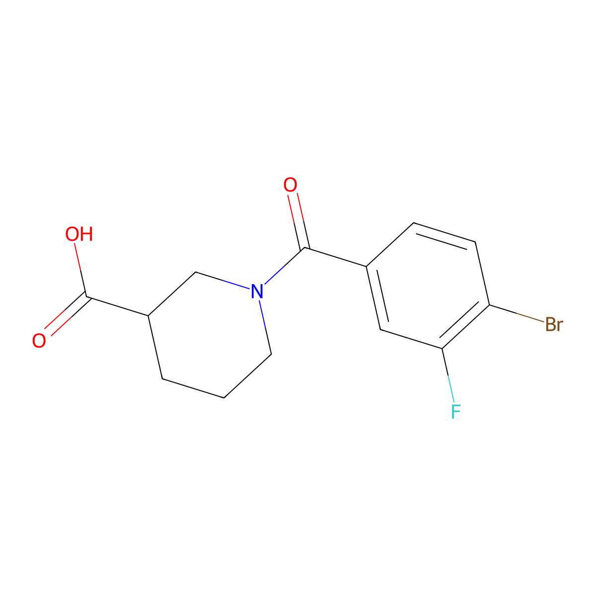 1-(4-Bromo-3-fluorobenzoyl)piperidine-3-carboxylic acid molecular structure, CAS 1281975-40-3