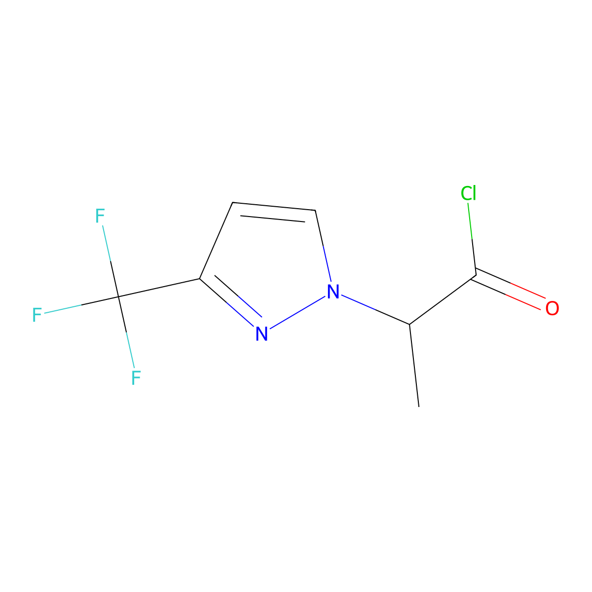2-[3-(trifluoromethyl)-1H-pyrazol-1-yl]propanoyl chloride molecular structure, CAS 1281984-41-5