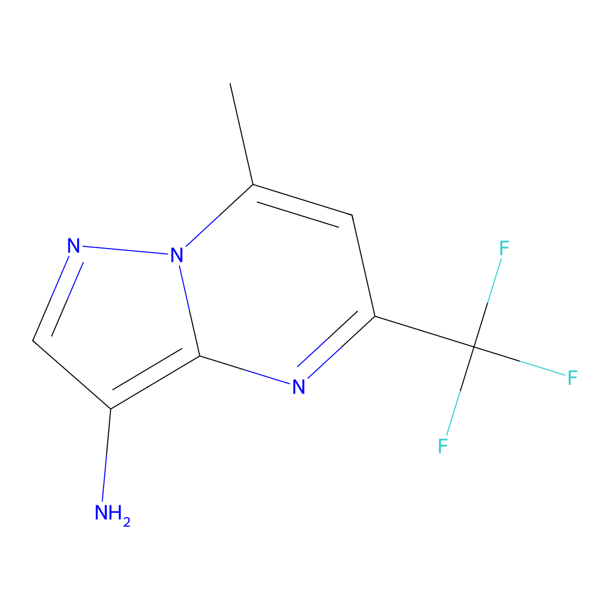 7-Methyl-5-(trifluoromethyl)pyrazolo[1,5-a]pyrimidin-3-amine molecular structure, CAS 1281984-47-1