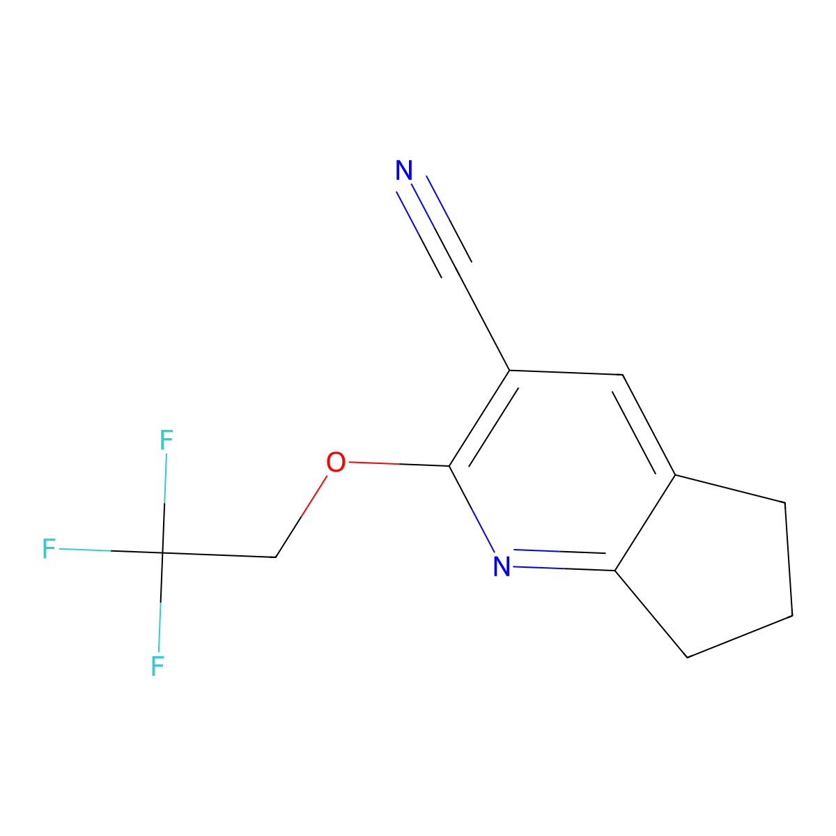 2-(2,2,2-trifluoroethoxy)-5H,6H,7H-cyclopenta[b]pyridine-3-carbonitrile molecular structure, CAS 1281987-24-3