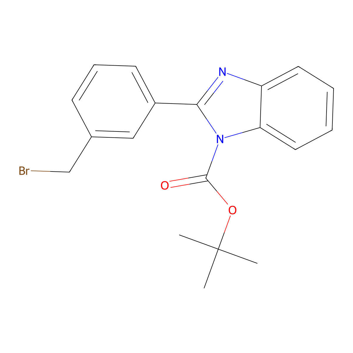 tert-Butyl 2-(3-(bromomethyl)phenyl)-1H-benzo[d]imidazole-1-carboxylate molecular structure, CAS 1281987-68-5
