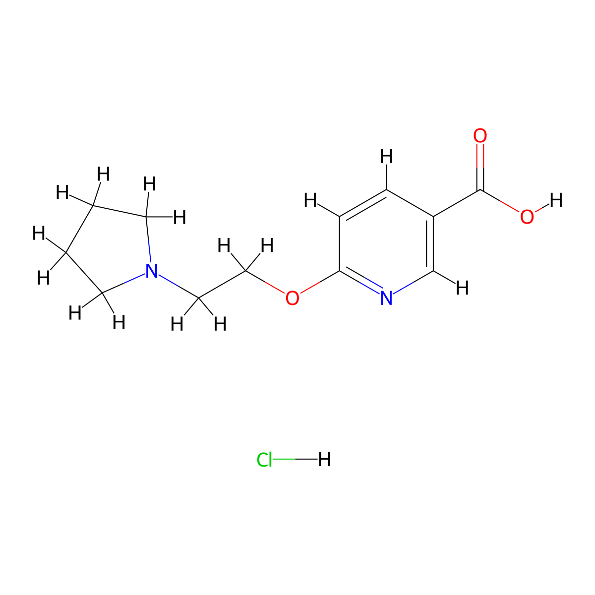 6-(2-(Pyrrolidin-1-yl)ethoxy)nicotinic acid hydrochloride molecular structure, CAS 1281996-87-9