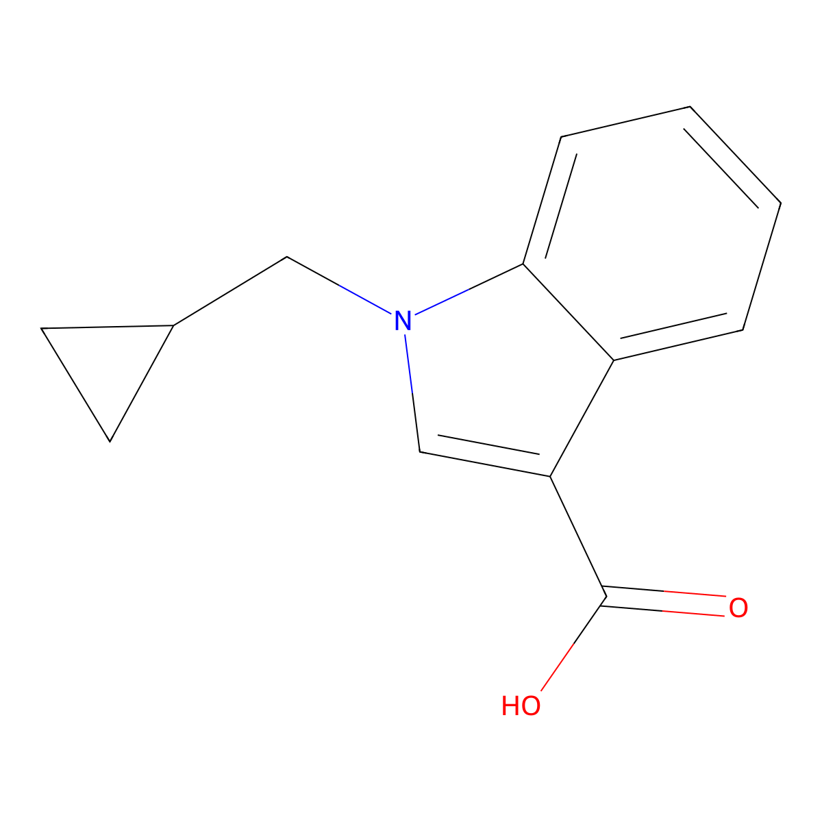 1-(cyclopropylmethyl)-1H-Indole-3-carboxylic acid molecular structure, CAS 128200-22-6