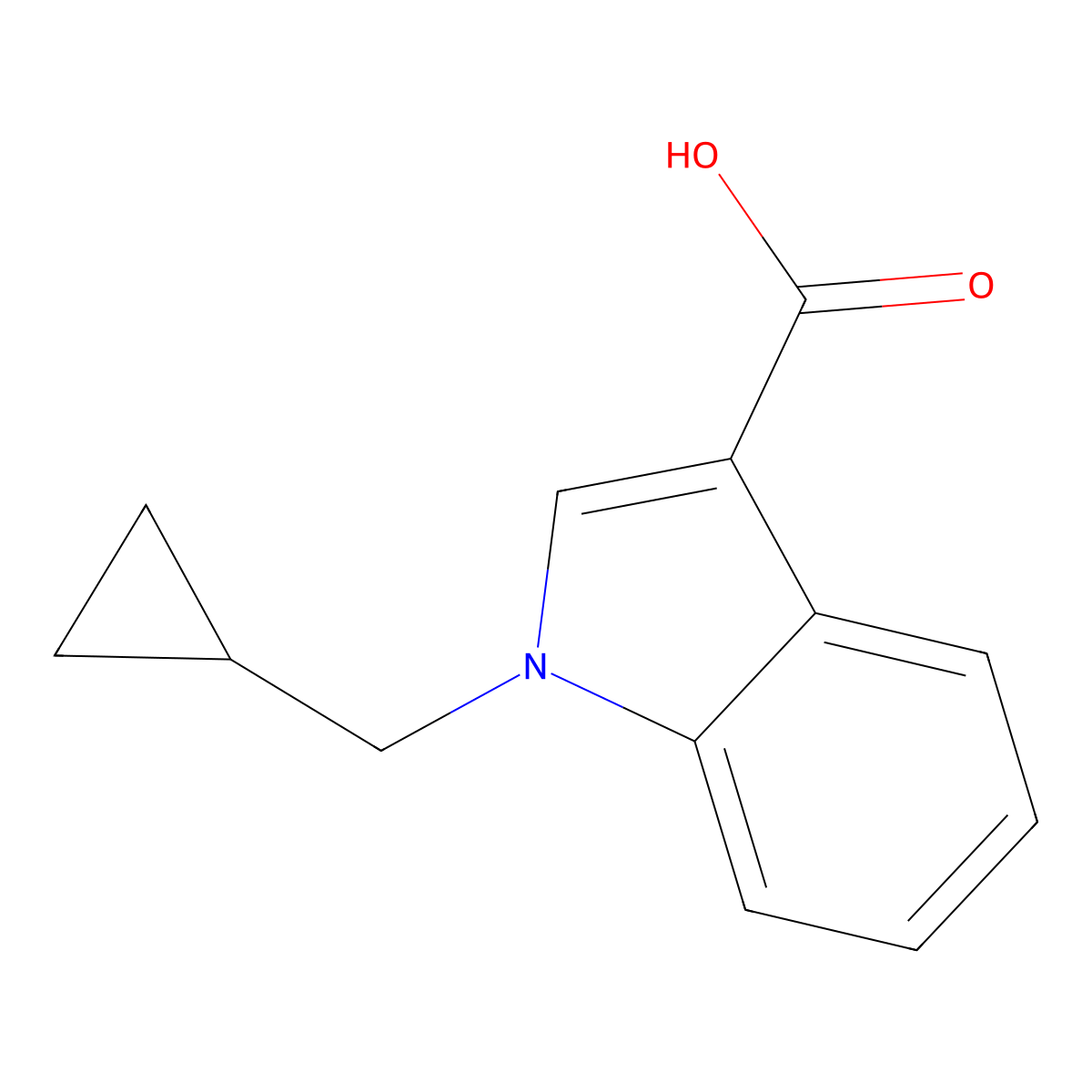 1-(cyclopropylmethyl)-1H-Indole-3-carboxylic acid molecular structure, CAS 128200-22-6