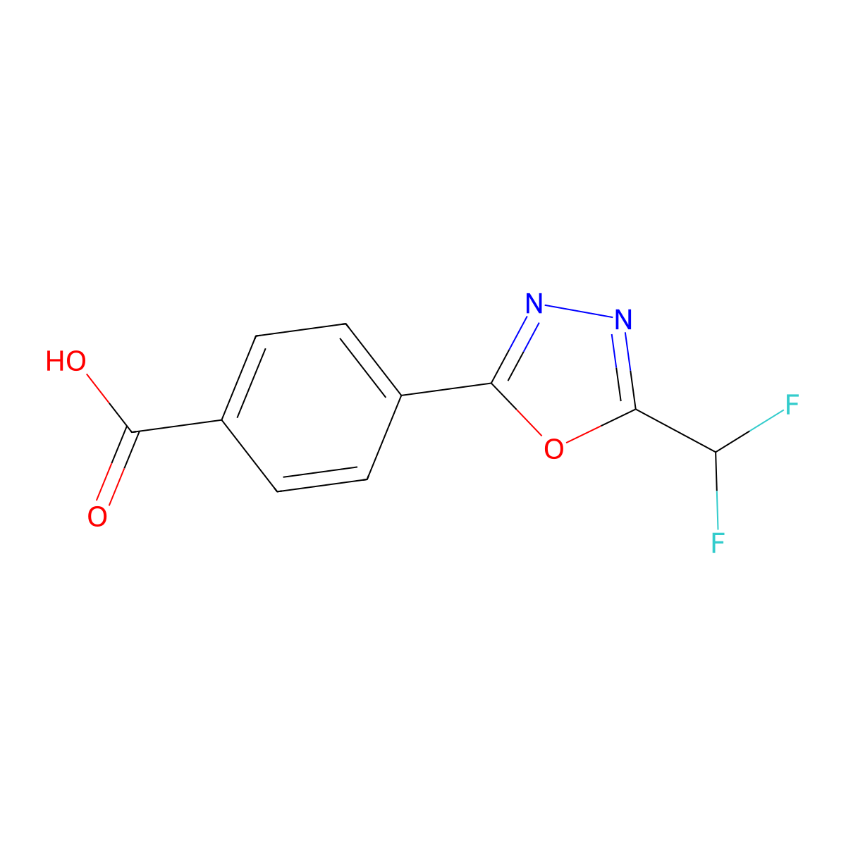 4-(5-(Difluoromethyl)-1,3,4-oxadiazol-2-yl)benzoic acid molecular structure, CAS 1282022-66-5