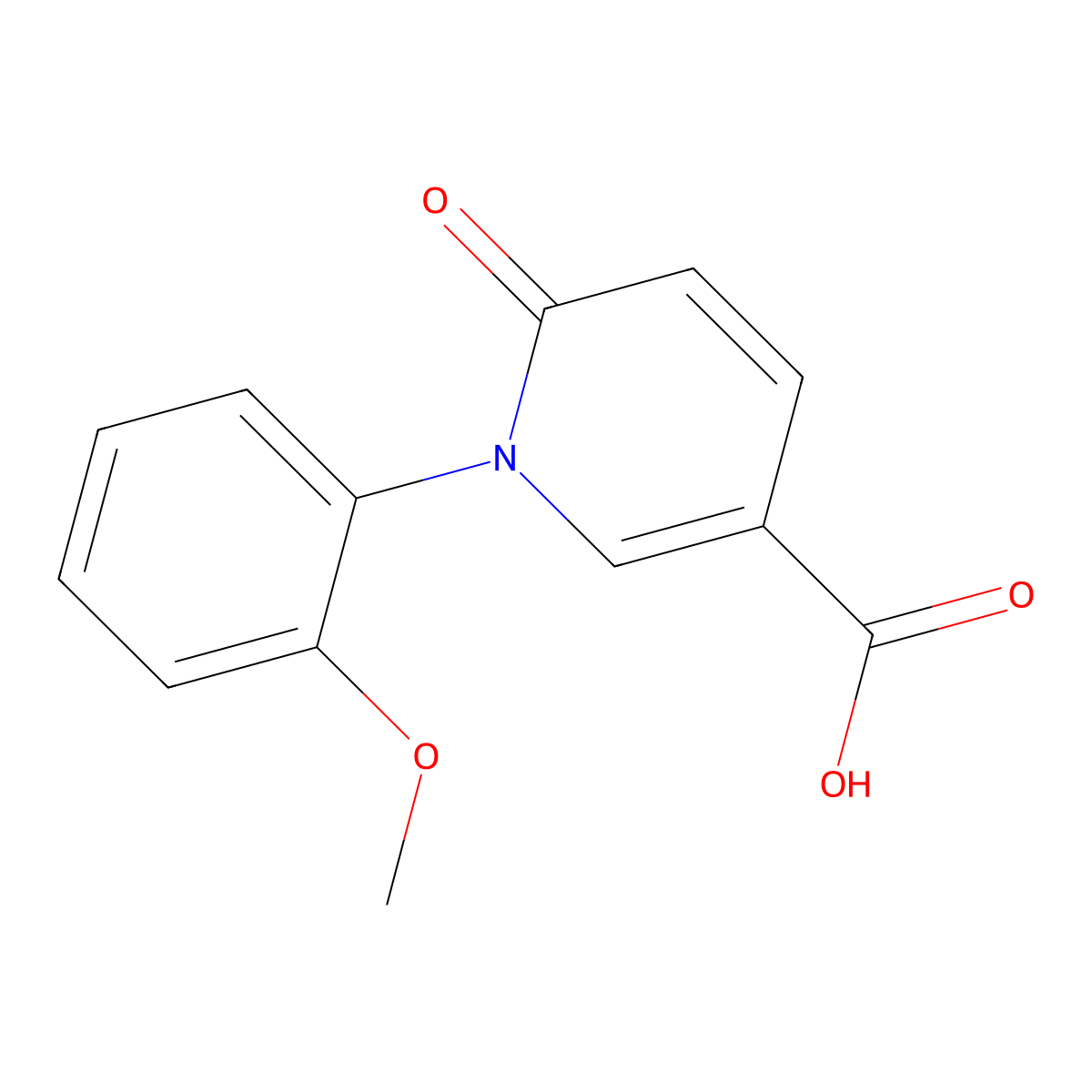 1-(2-Methoxyphenyl)-6-oxo-1,6-dihydropyridine-3-carboxylic acid molecular structure, CAS 1282027-09-1