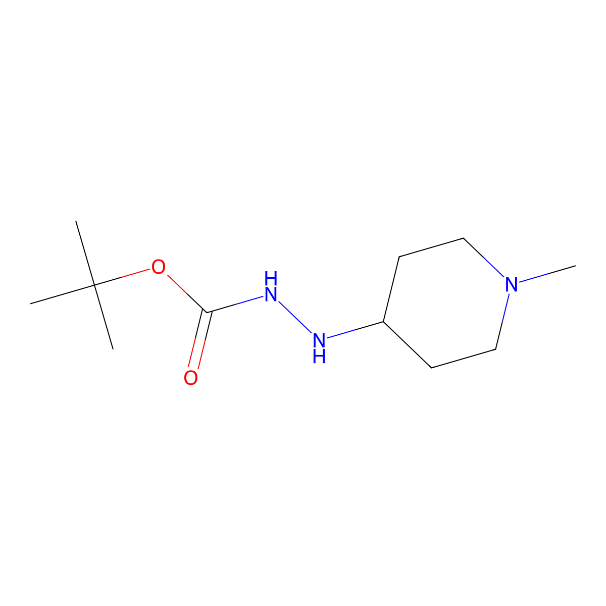 Tert-butyl 2-(1-methylpiperidin-4-yl)hydrazinecarboxylate molecular structure, CAS 1282030-14-1