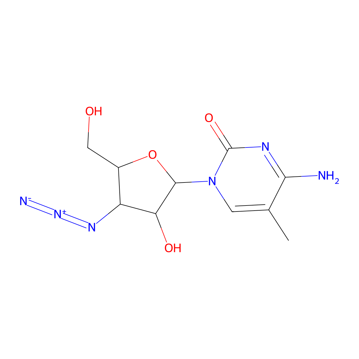 3'-Azido-3'-deoxy-5-methylcytidine molecular structure, CAS 1282040-14-5