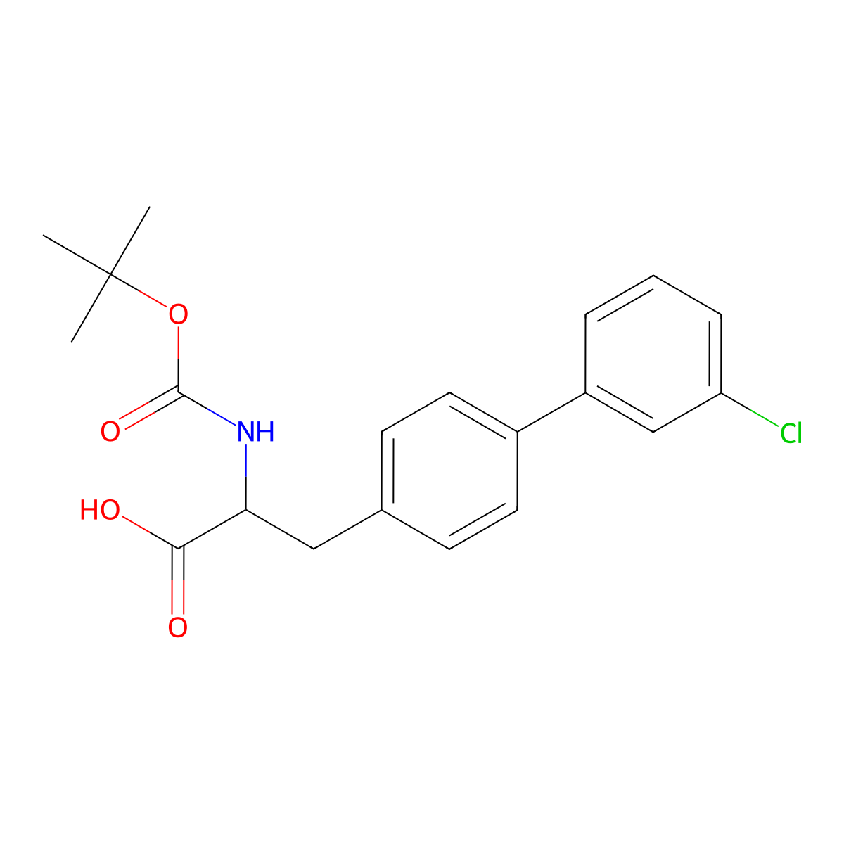 (S)-2-(Tert-butoxycarbonylamino)-3-(3'-chlorobiphenyl-4-yl)propanoic acid molecular structure, CAS 1282042-79-8