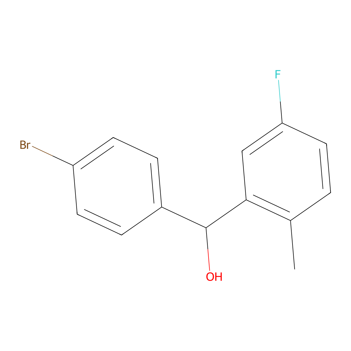 (4-Bromophenyl)(5-fluoro-2-methylphenyl)methanol molecular structure, CAS 1282046-40-5