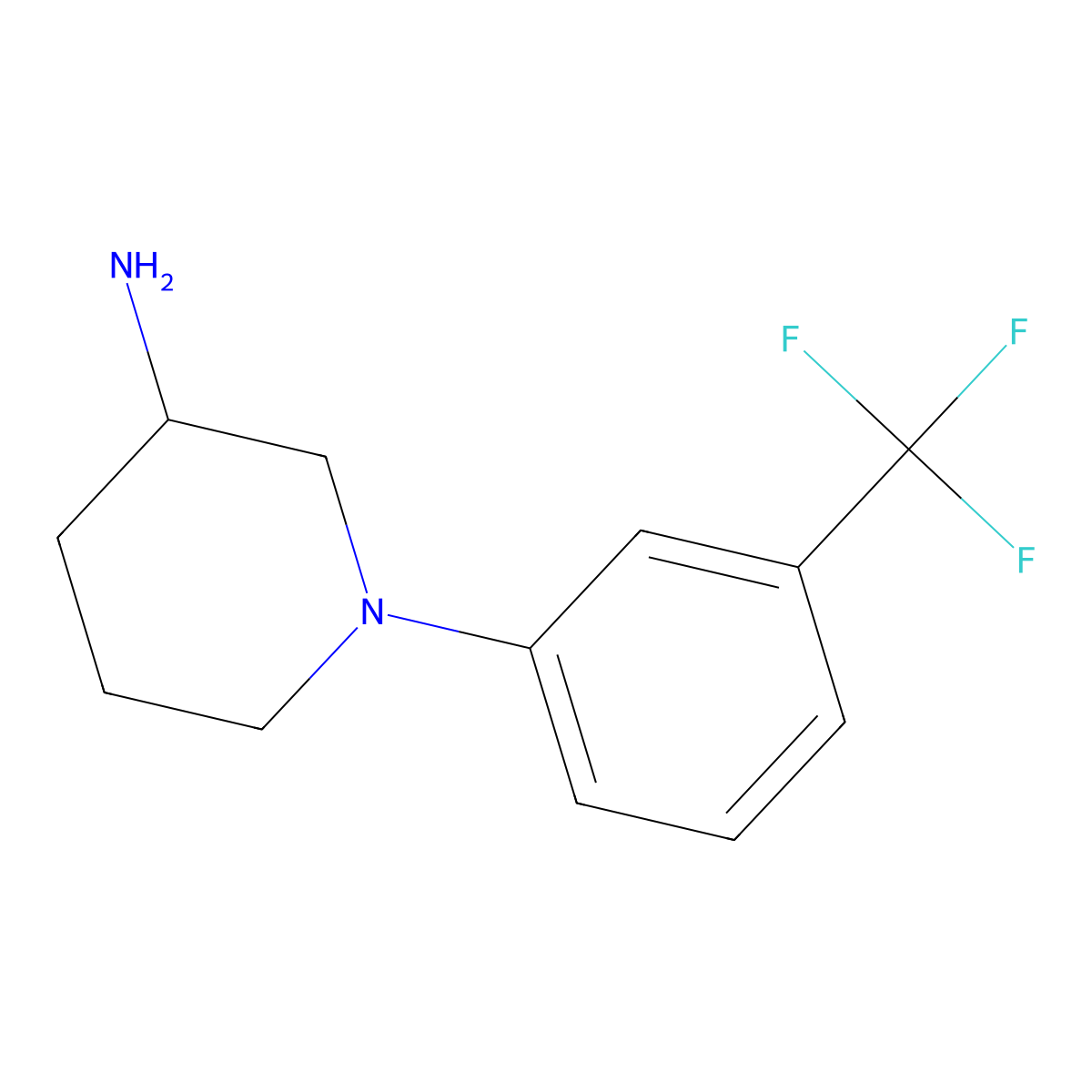 1-(3-(Trifluoromethyl)phenyl)piperidin-3-amine molecular structure, CAS 1282046-80-3