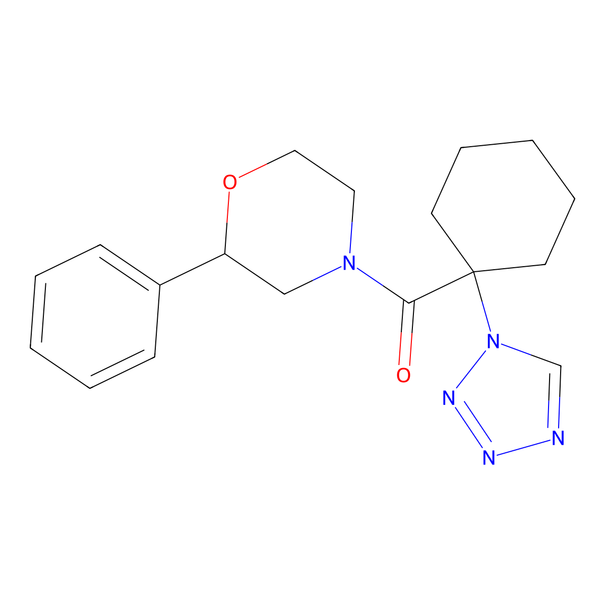 (1-(1H-tetrazol-1-yl)cyclohexyl)(2-phenylmorpholino)methanone molecular structure, CAS 1282052-97-4