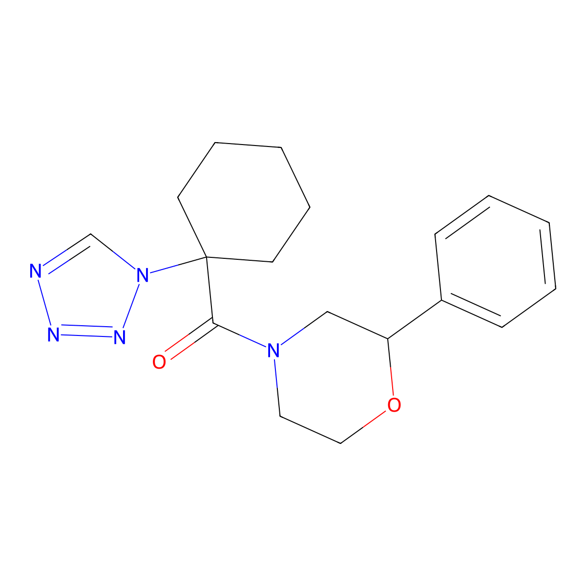 (1-(1H-tetrazol-1-yl)cyclohexyl)(2-phenylmorpholino)methanone molecular structure, CAS 1282052-97-4