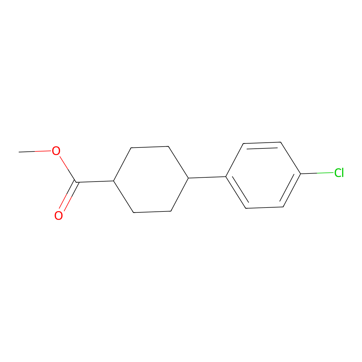 Methyl trans-4-(4-chlorophenyl)cyclohexanecarboxylate molecular structure, CAS 128208-10-6