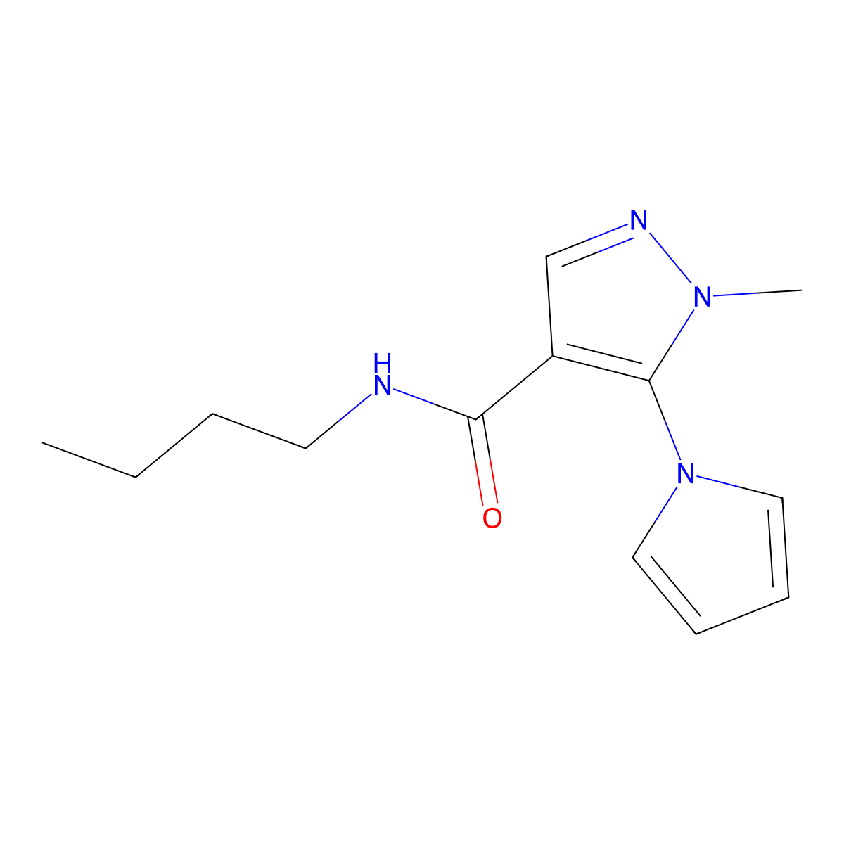 N-butyl-1-methyl-5-(1H-pyrrol-1-yl)-1H-pyrazole-4-carboxamide molecular structure, CAS 1282094-88-5
