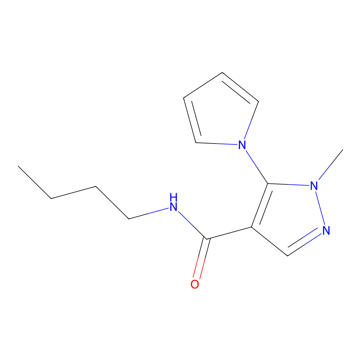 N-butyl-1-methyl-5-(1H-pyrrol-1-yl)-1H-pyrazole-4-carboxamide molecular structure, CAS 1282094-88-5
