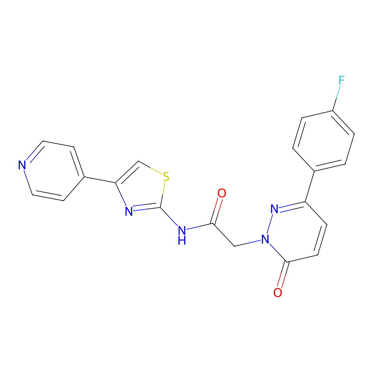 2-[3-(4-fluorophenyl)-6-oxopyridazin-1(6H)-yl]-N-[(2Z)-4-(pyridin-4-yl)-1,3-thiazol-2(3H)-ylidene]acetamide molecular structure, CAS 1282094-98-7