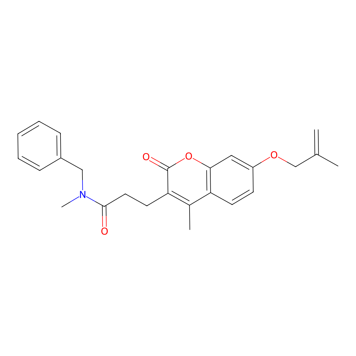 N-benzyl-N-methyl-3-{4-methyl-7-[(2-methylallyl)oxy]-2-oxo-2H-chromen-3-yl}propanamide molecular structure, CAS 1282095-08-2