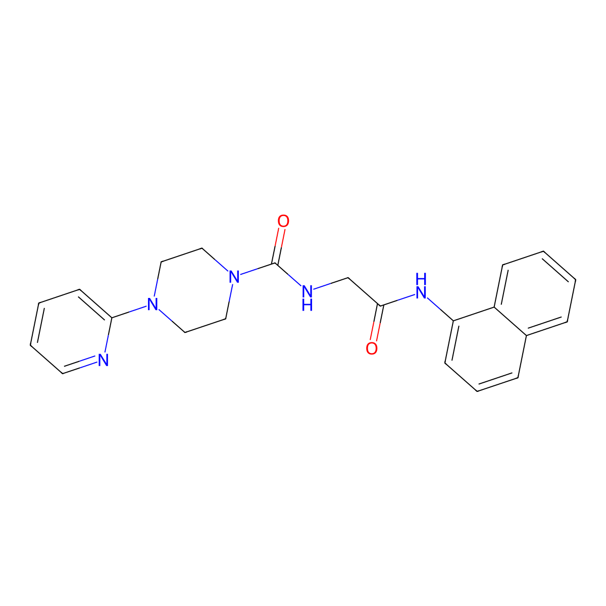 N-[2-(naphthalen-1-ylamino)-2-oxoethyl]-4-(pyridin-2-yl)piperazine-1-carboxamide molecular structure, CAS 1282095-10-6