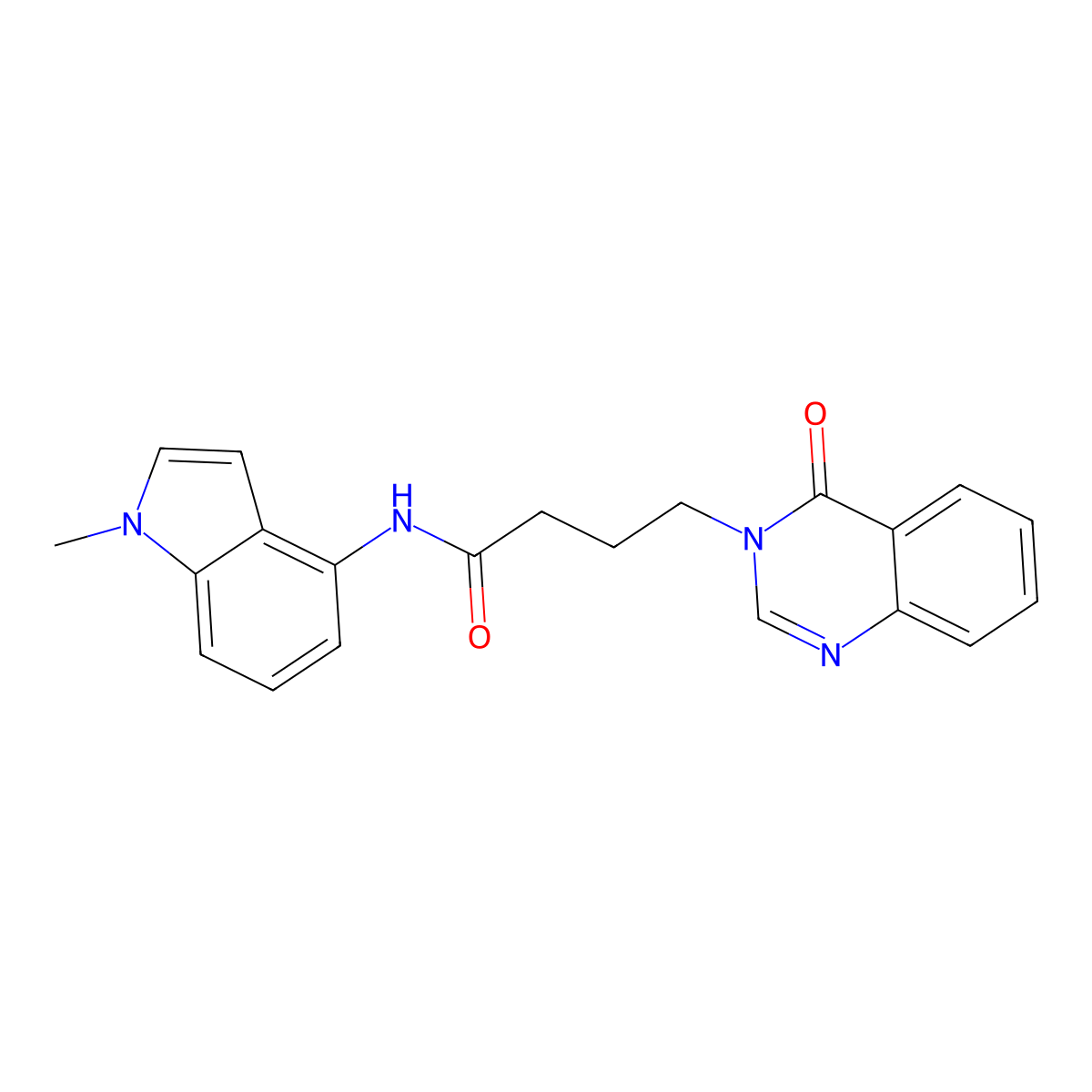 N-(1-methyl-1H-indol-4-yl)-4-(4-oxoquinazolin-3(4H)-yl)butanamide molecular structure, CAS 1282095-13-9