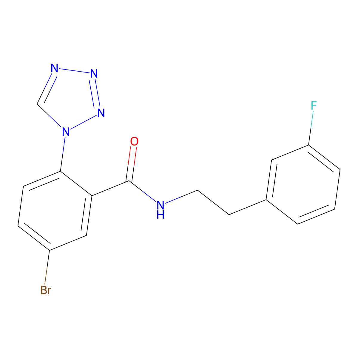 5-bromo-N-[2-(3-fluorophenyl)ethyl]-2-(1H-tetrazol-1-yl)benzamide molecular structure, CAS 1282095-21-9
