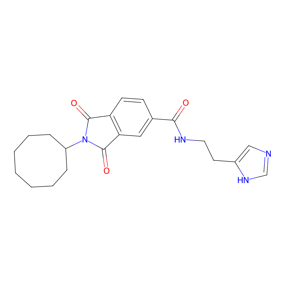 2-cyclooctyl-N-[2-(1H-imidazol-4-yl)ethyl]-1,3-dioxo-2,3-dihydro-1H-isoindole-5-carboxamide molecular structure, CAS 1282095-23-1